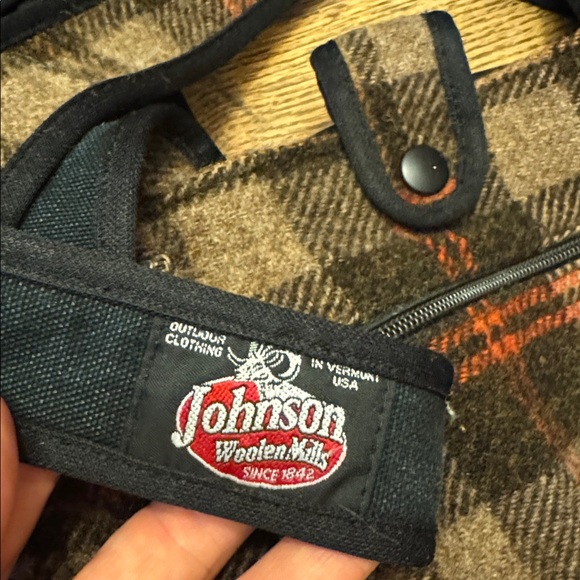 Johnson woolen mills purse made in Vermont brown orange wool plaid medium NEW - Picture 5 of 16